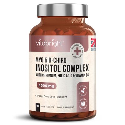 Myo Inositol & D Chiro Inositol Tablets x 120, With Folate & Chromium for PCOS - 1 Bottle