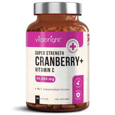 Cranberry Tablets 55,000mg with Vitamin C - 1 Bottle