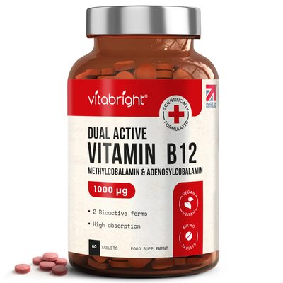 Vitamin B12 High Strength Vegan Tablets - 1000mcg - Dual Active