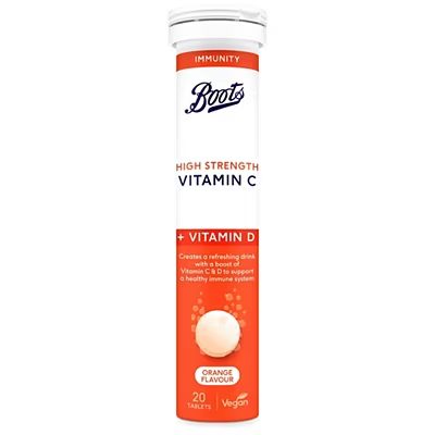 High Strength Vitamin C + Vitamin D 20 Effervescent Tablets