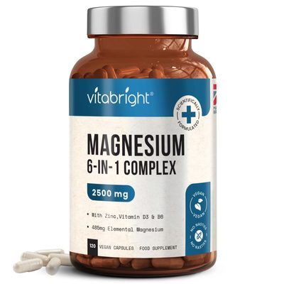 Magnesium Complex 6-in-1 Supplement with Zinc - 2 Bottles