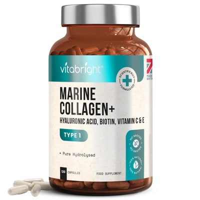 Hydrolysed Marine Collagen capsules 1165mg Type 1 - 120 x High strength capsules - 1 Bottle