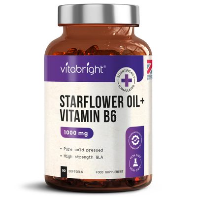 Starflower Oil Capsules - 1000mg Plus Vitamin B6 - 1 Bottle