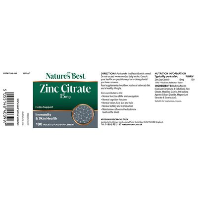 Zinc 15mg - Recommended by Nutritionists, Highly Absorbable, Vegan Friendly