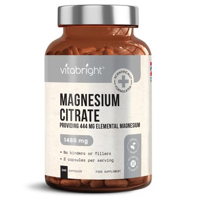 Magnesium Citrate 240 x Capsules - Direct from VitaBright - 1 Bottle