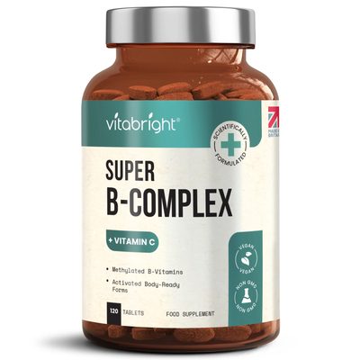 Vitamin B Complex - All 8 essential B-Vitamins + Vit C, Inositol & Choline - 1 Bottle