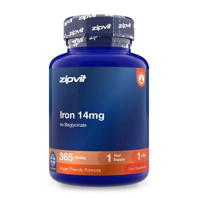 Iron Bisglycinate 14mg - 365. 1 year supply. / Zip-Lock Eco Bag