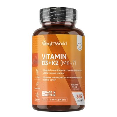 WeightWorld Vitamin D3 2000IU + K2 (MK-7) Tablets
