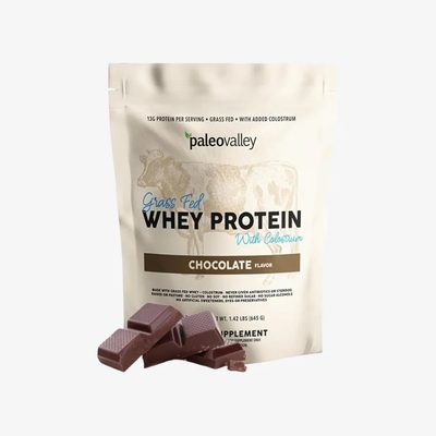 Paleovalley 100% Grass Fed Whey Protein with Colostrum - Chocolate - 30 serv