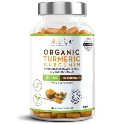 Turmeric Curcumin 1440mg - 120 High Strength Capsules + Pepper & Ginger Organic - 1 bottle