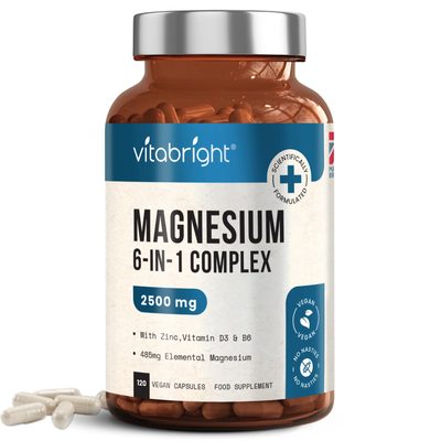 Magnesium 6-in-1 Complex x 120 Capsules - Direct from VitaBright - 1 Bottle