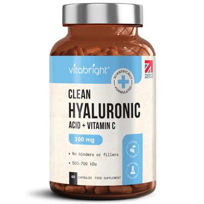 Hyaluronic Acid Capsules 300mg- 60 x Vegan Capsules Enriched with Vitamin C - 1 Bottle
